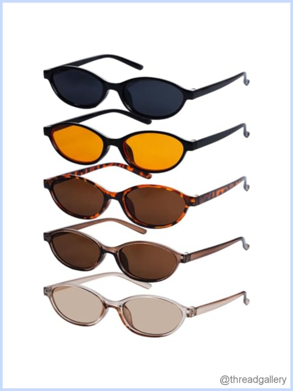 Retro Oval Cat Eye Sunglasses Set UV Protection Narrow